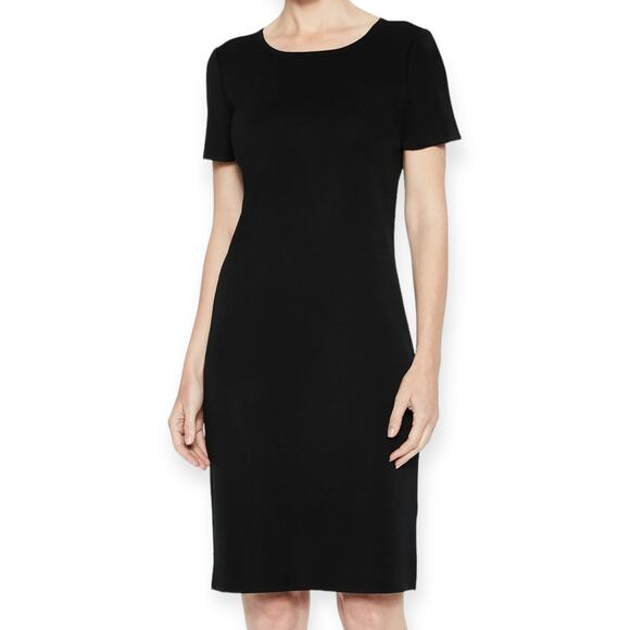 Ming Wang Black Short Sleeve Knit Knee Length Sheath Dress Women's Size L - Picture 8 of 10
